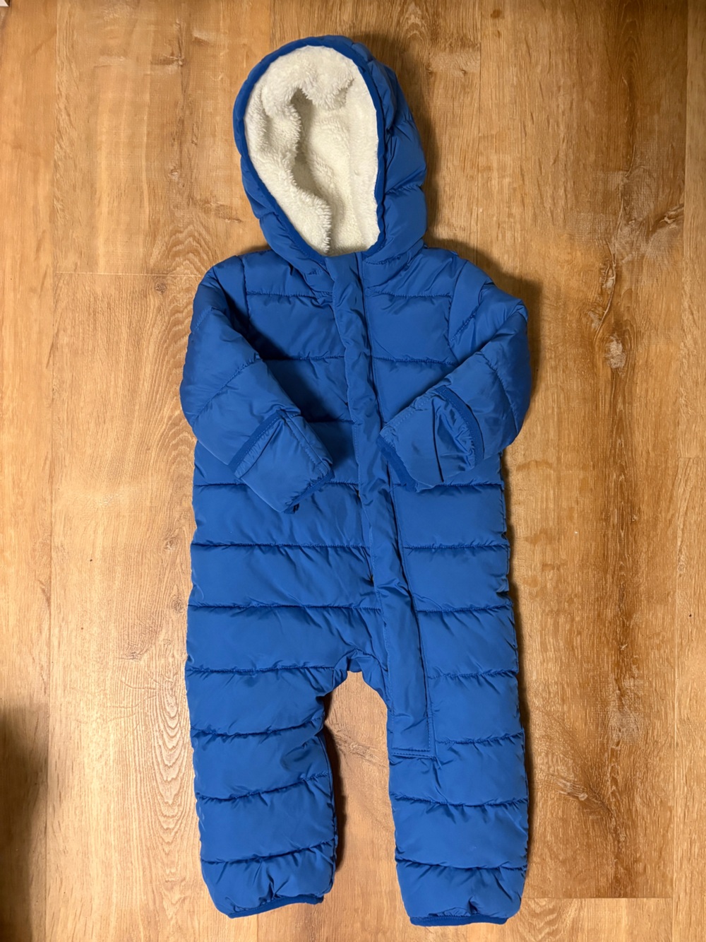 Primary Blue One Piece Snowsuit with Fleece Lining 6-12mo
